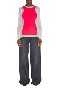 Top à manches longues en tulle - White & Red