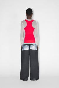 Top à manches longues en tulle - White & Red