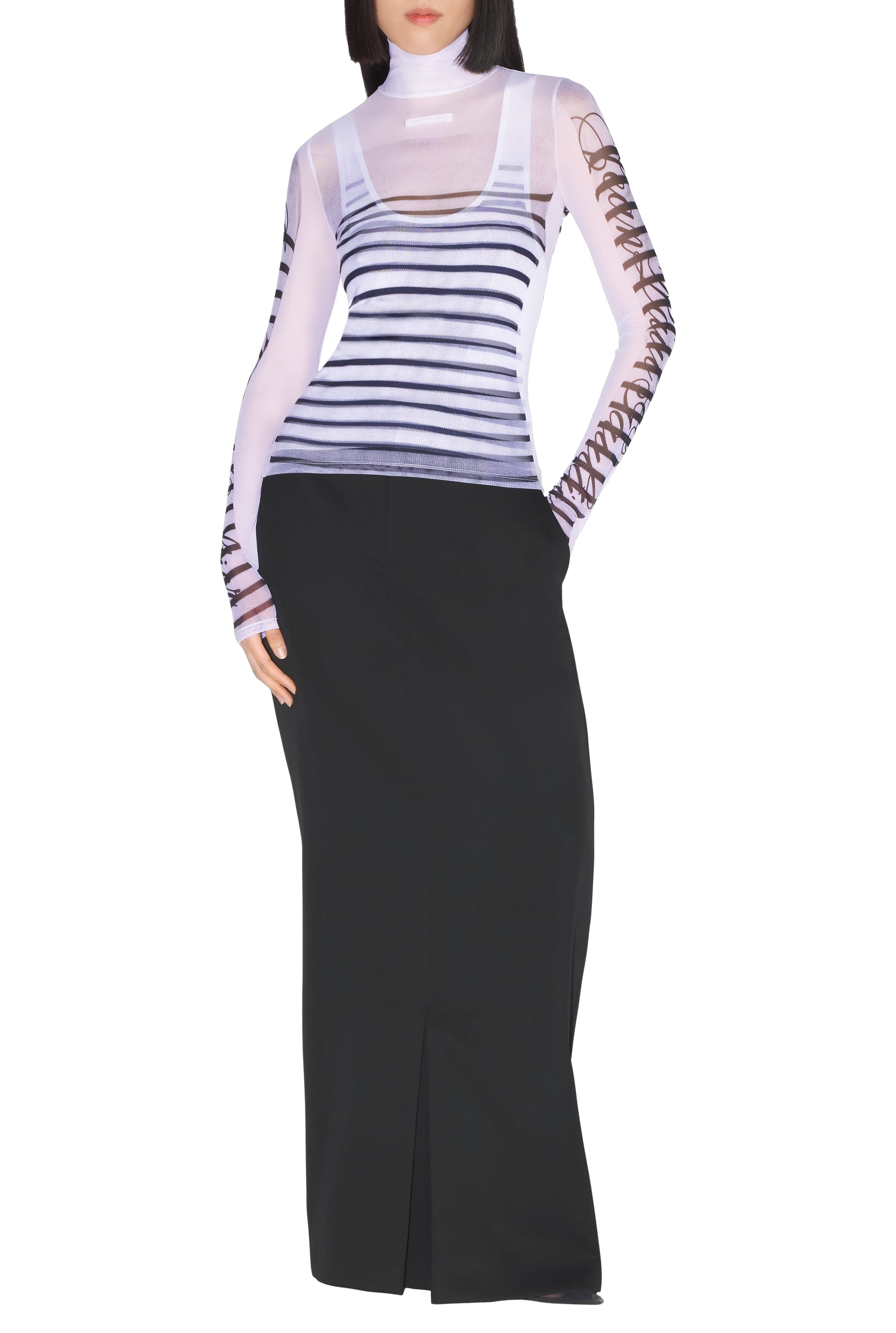 Long-sleeved sailor T-shirt - White & Navy & Black