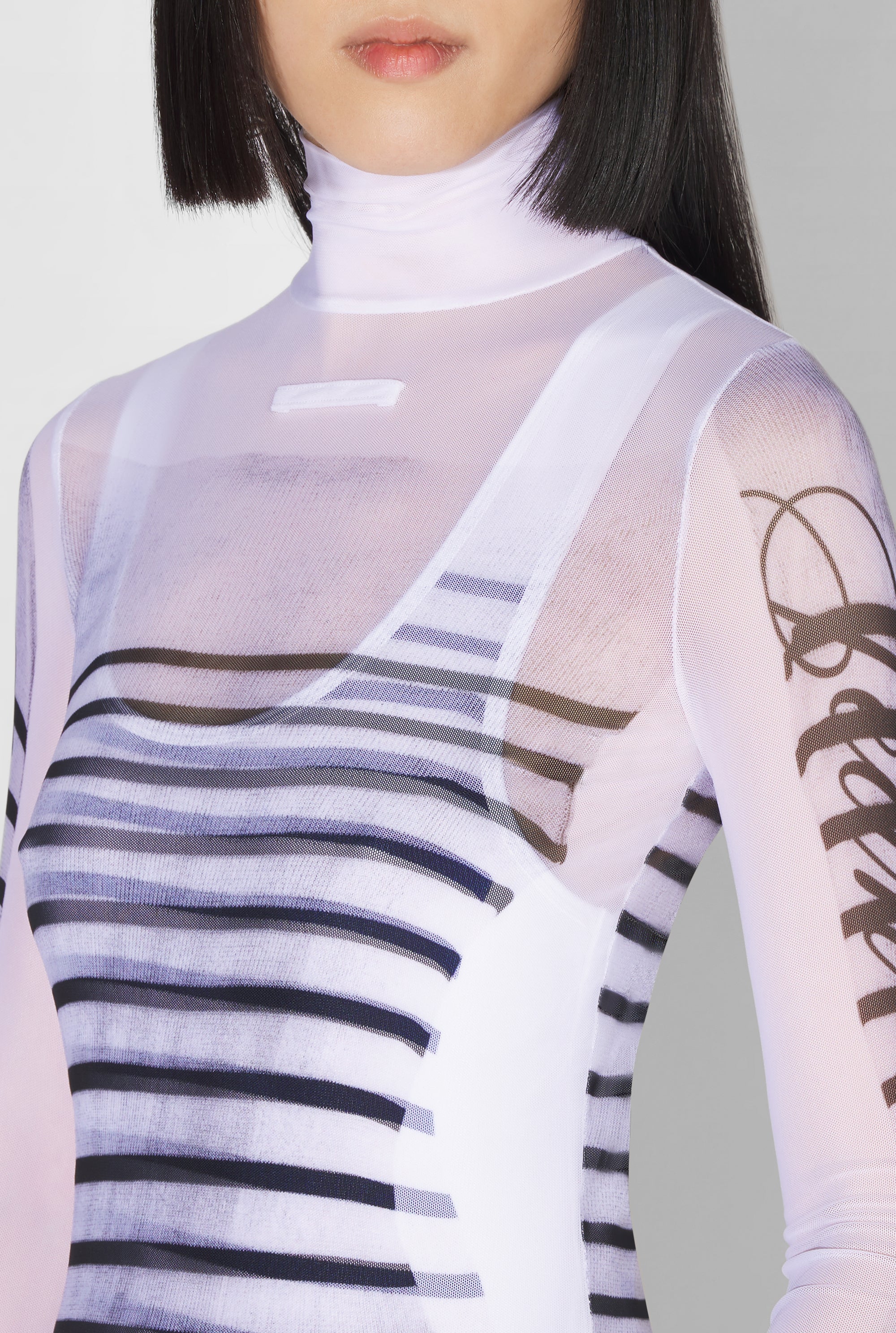 Long-sleeved sailor T-shirt - White & Navy & Black