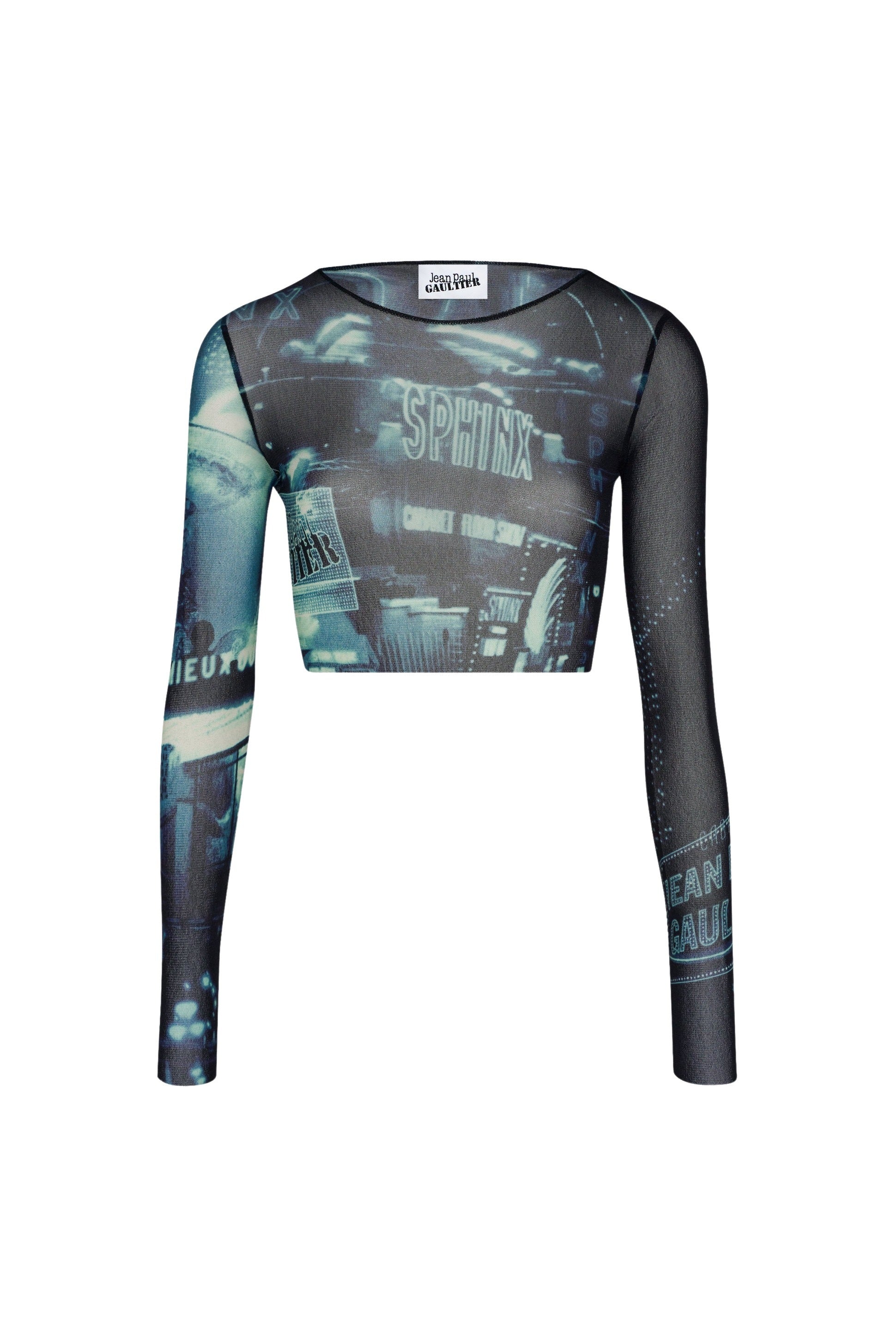 Top court imprimé en tulle - Navy & Lightblue
