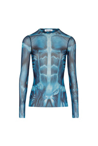 Top imprimé en tulle - Blue & Light Blue