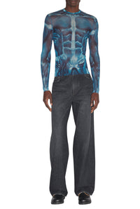 Top imprimé en tulle - Blue & Light Blue
