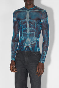 Top imprimé en tulle - Blue & Light Blue