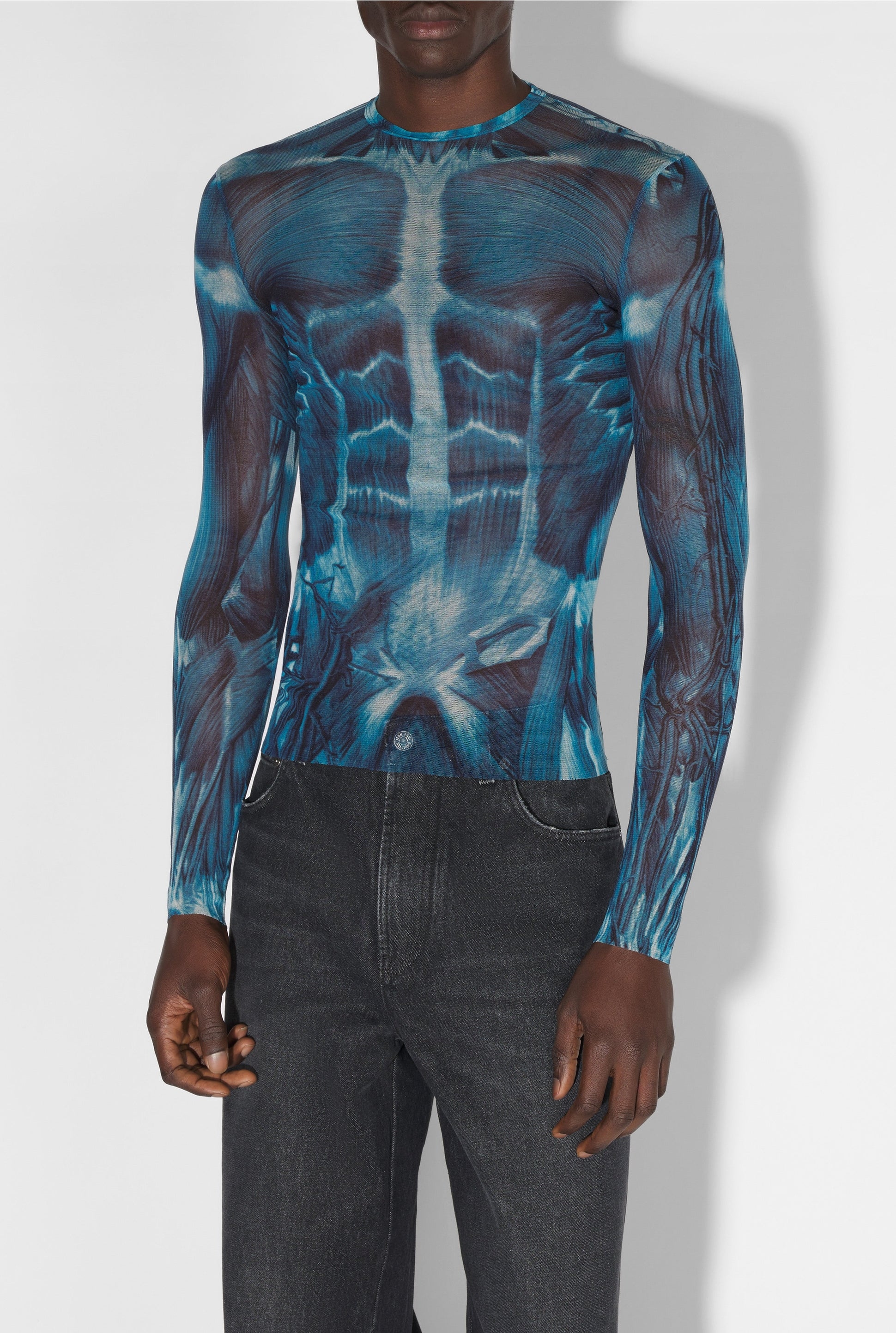 Top imprimé en tulle - Blue & Light Blue