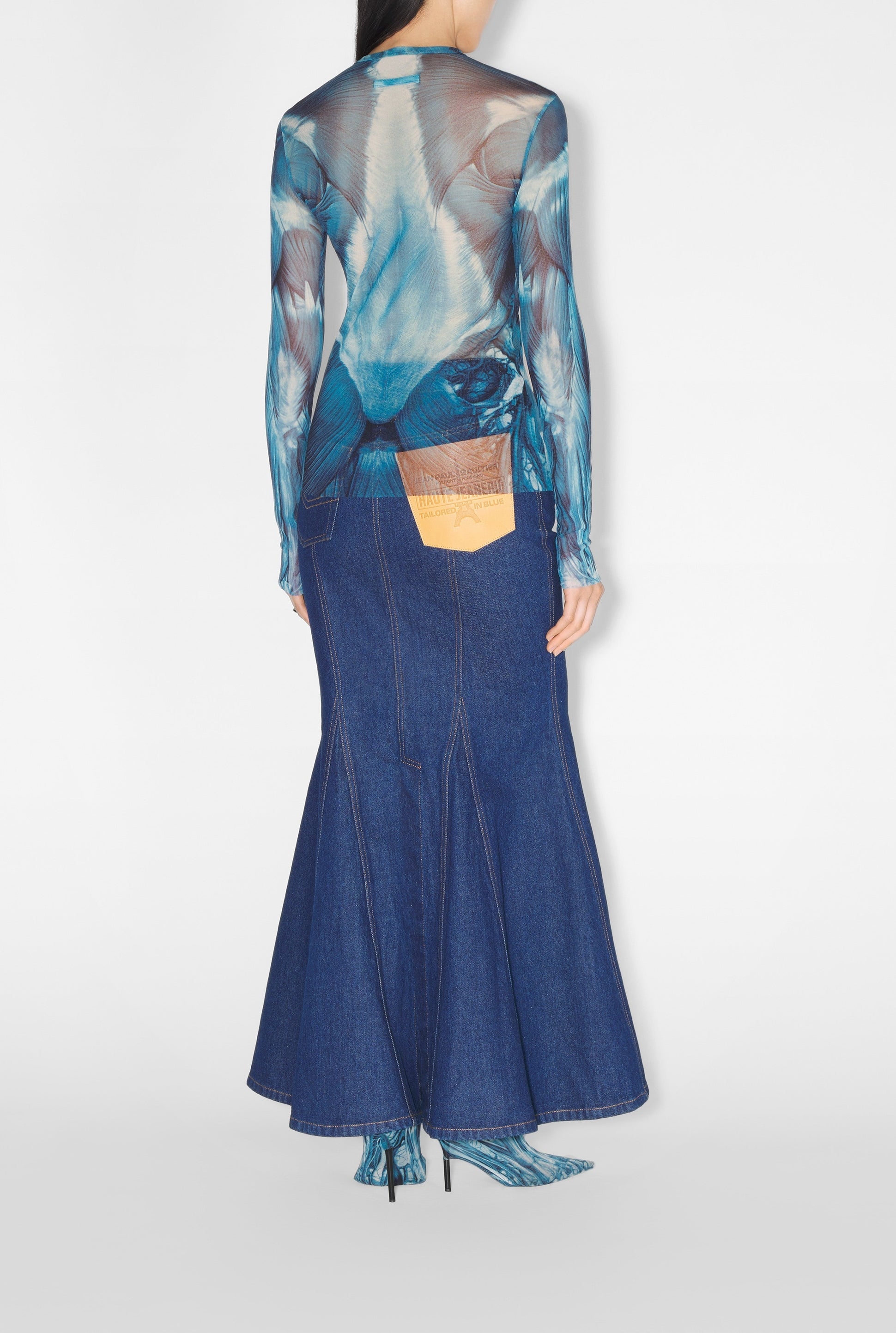 Top imprimé en tulle - Blue & Light Blue