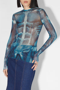 Top imprimé en tulle - Blue & Light Blue