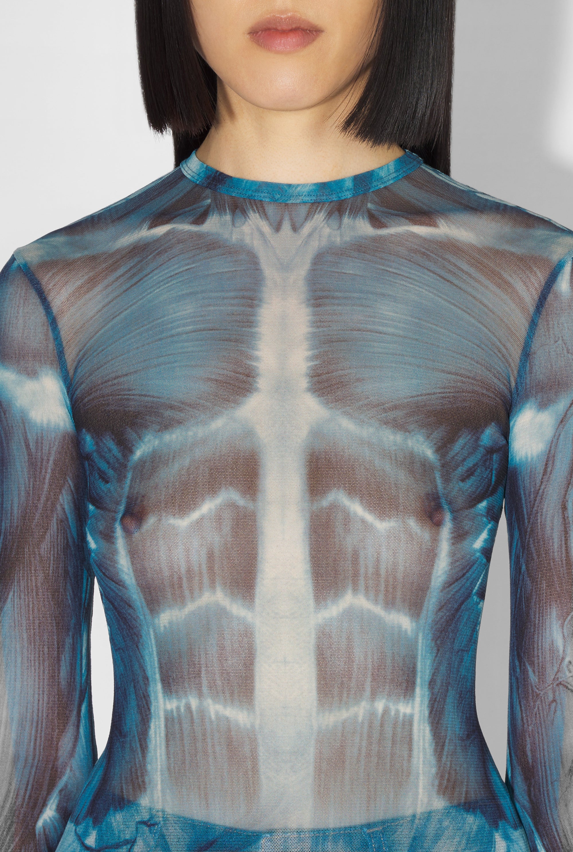 Top imprimé en tulle - Blue & Light Blue
