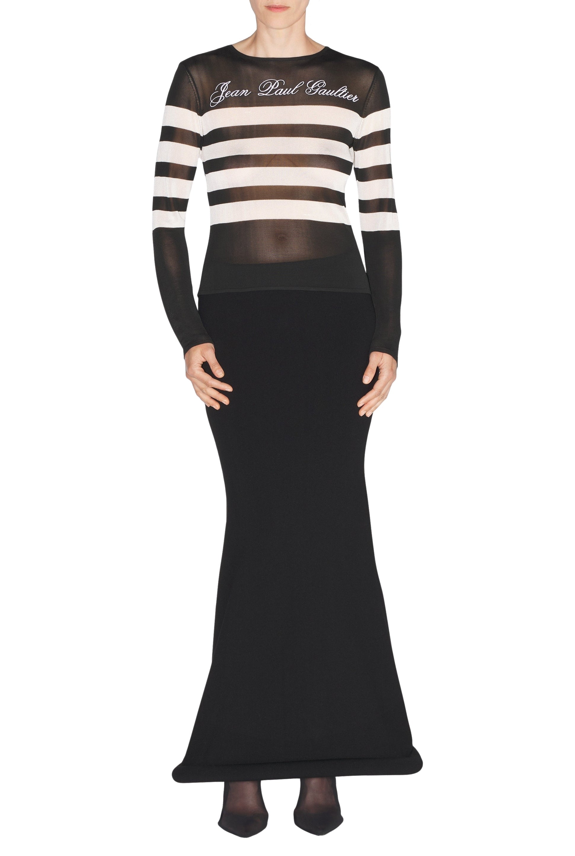 Long-sleeved sailor top - Black & White