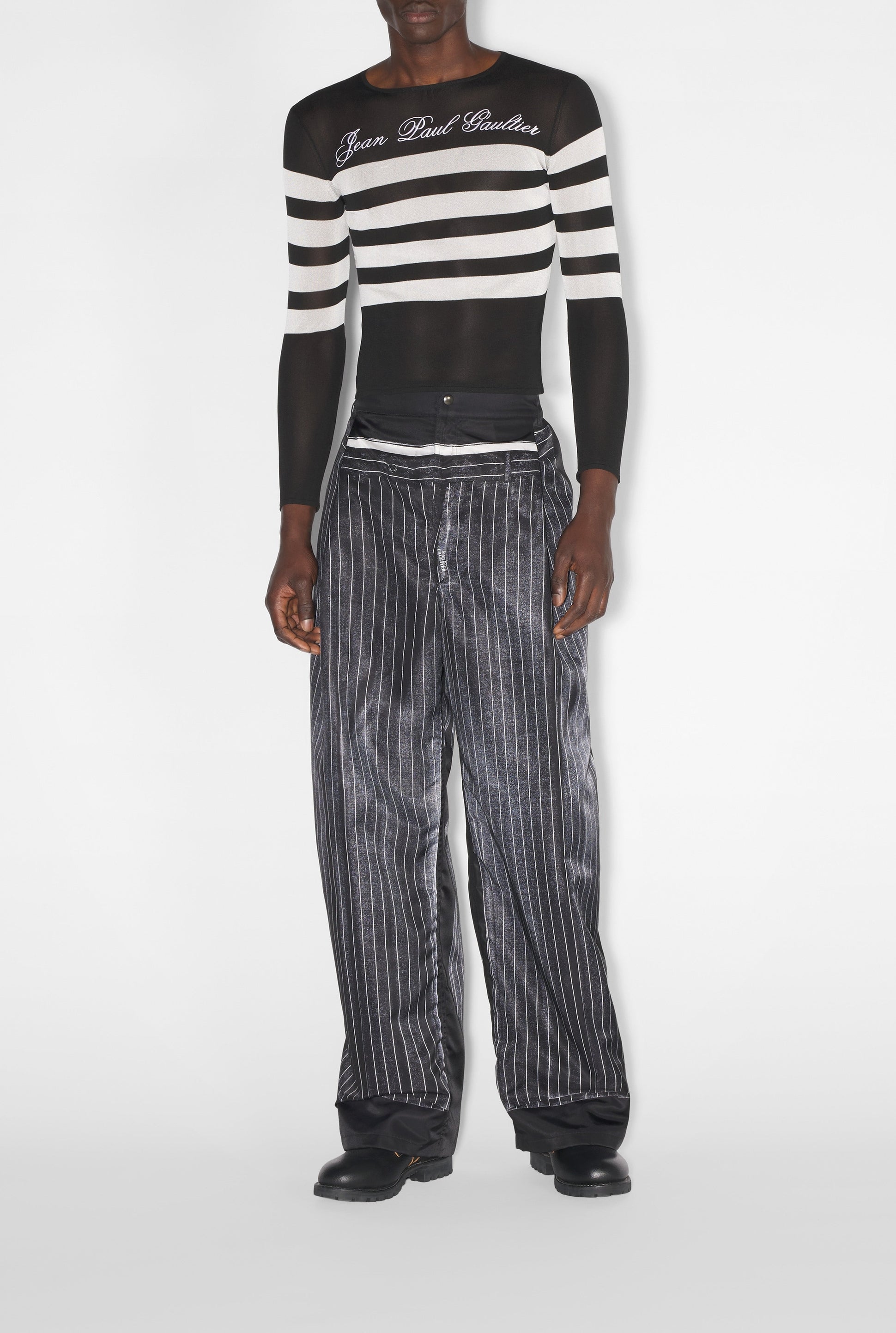 Long-sleeved sailor top - Black & White