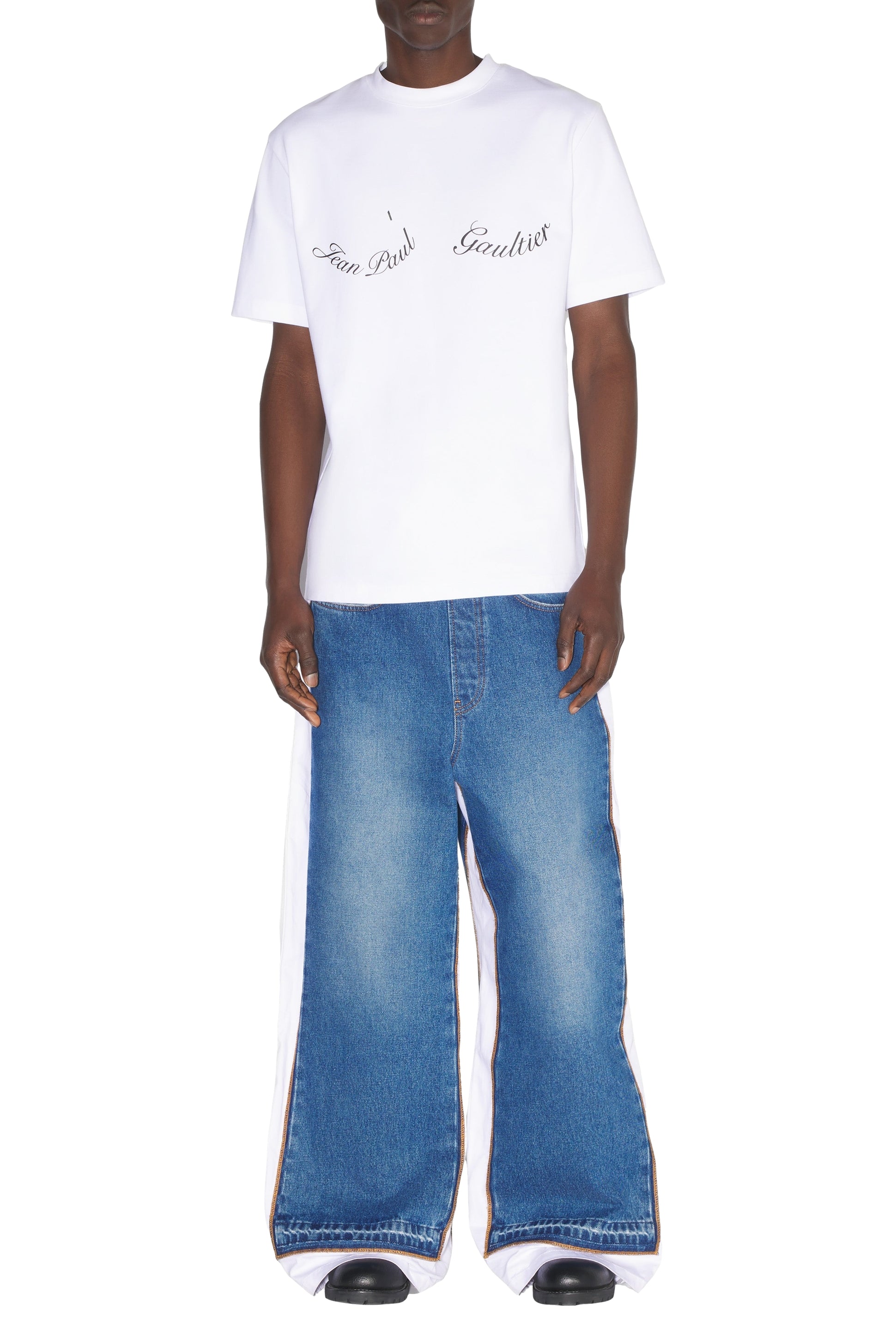 T-Shirt large Jean Paul Gaultier en coton - White & Black