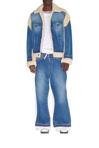Veste à poches fourrée en denim - Vintage Blue & Beige