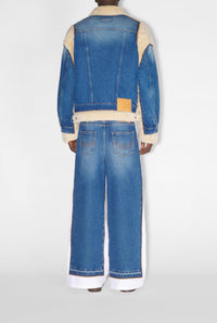 Veste à poches fourrée en denim - Vintage Blue & Beige