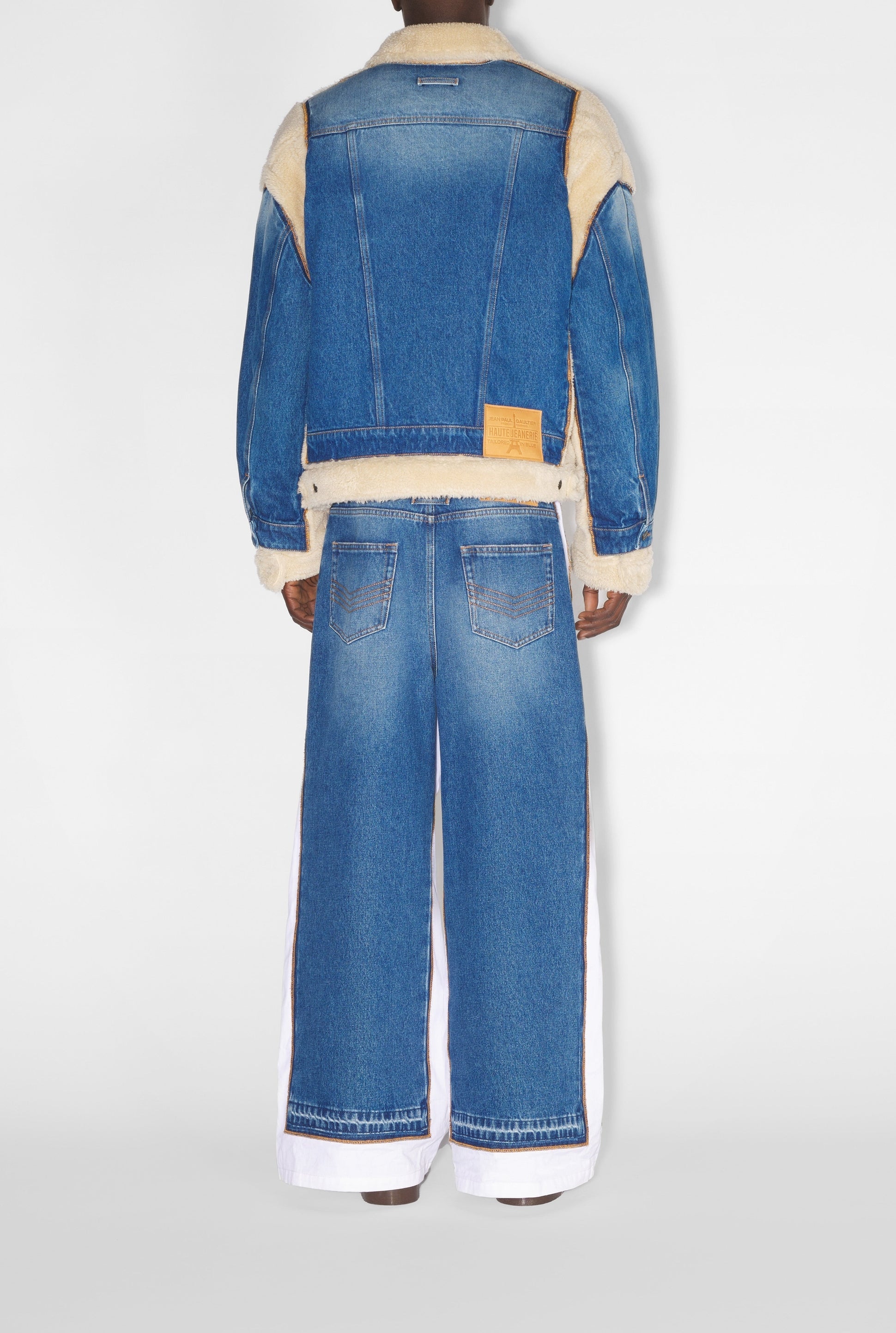 Veste à poches fourrée en denim - Vintage Blue & Beige