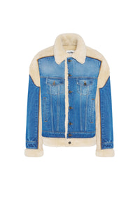 Veste à poches fourrée en denim - Vintage Blue & Beige