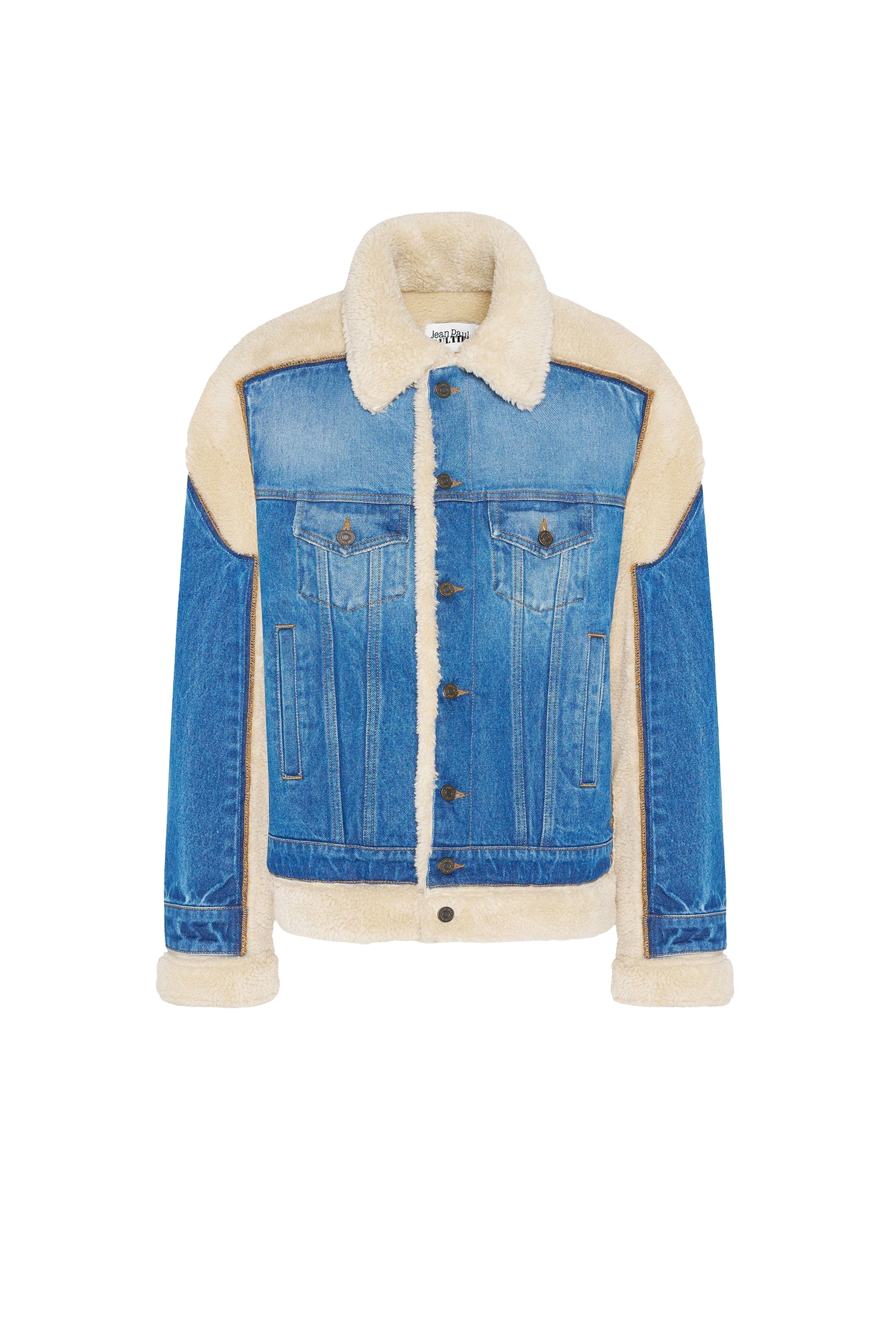 Veste à poches fourrée en denim - Vintage Blue & Beige