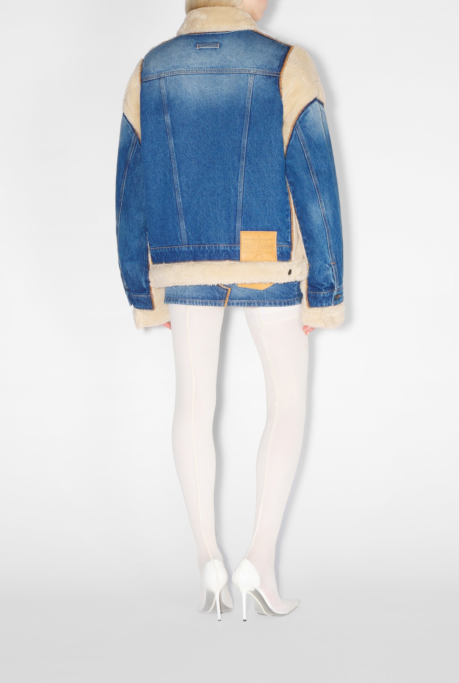 Veste à poches fourrée en denim - Vintage Blue & Beige
