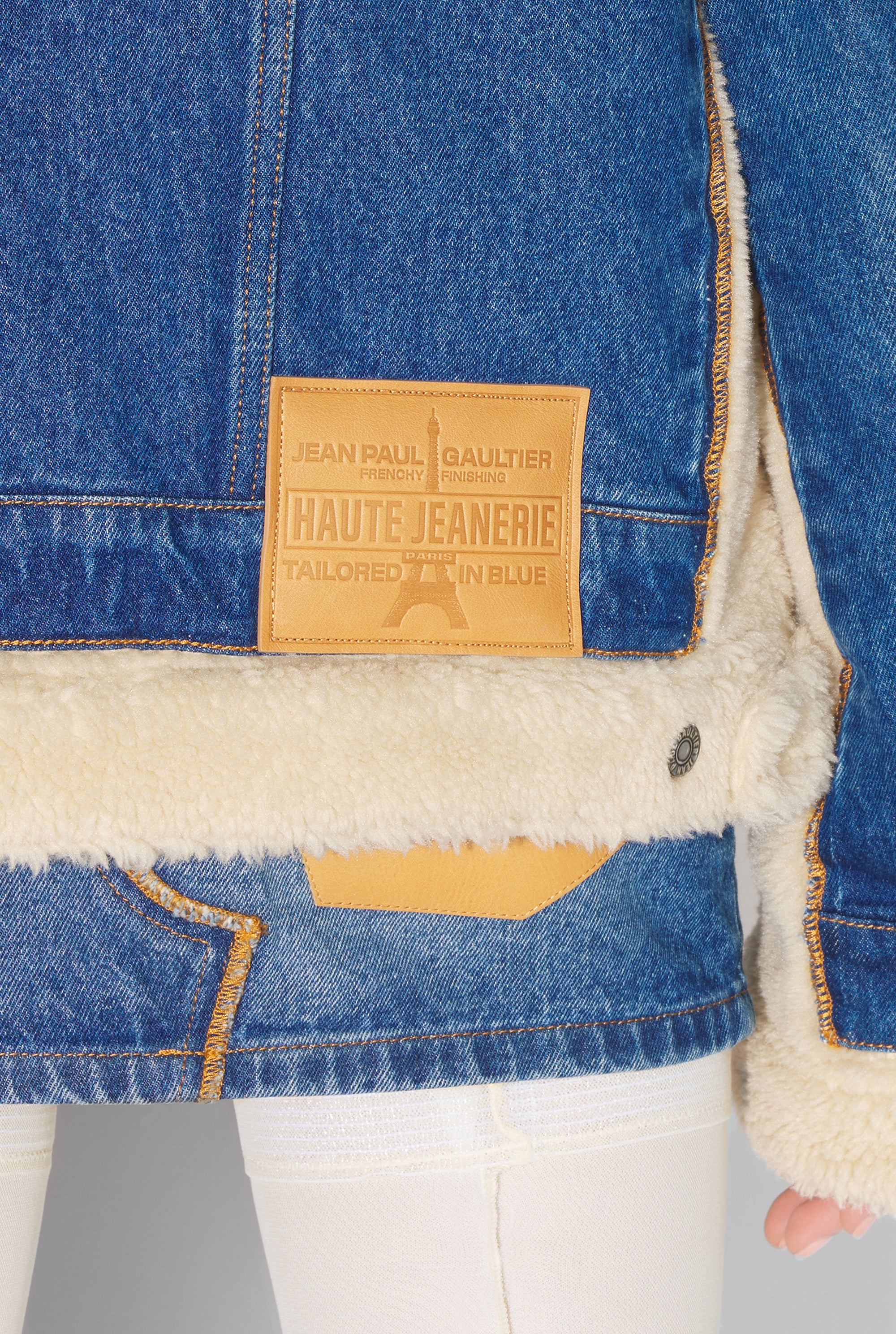 Veste à poches fourrée en denim - Vintage Blue & Beige