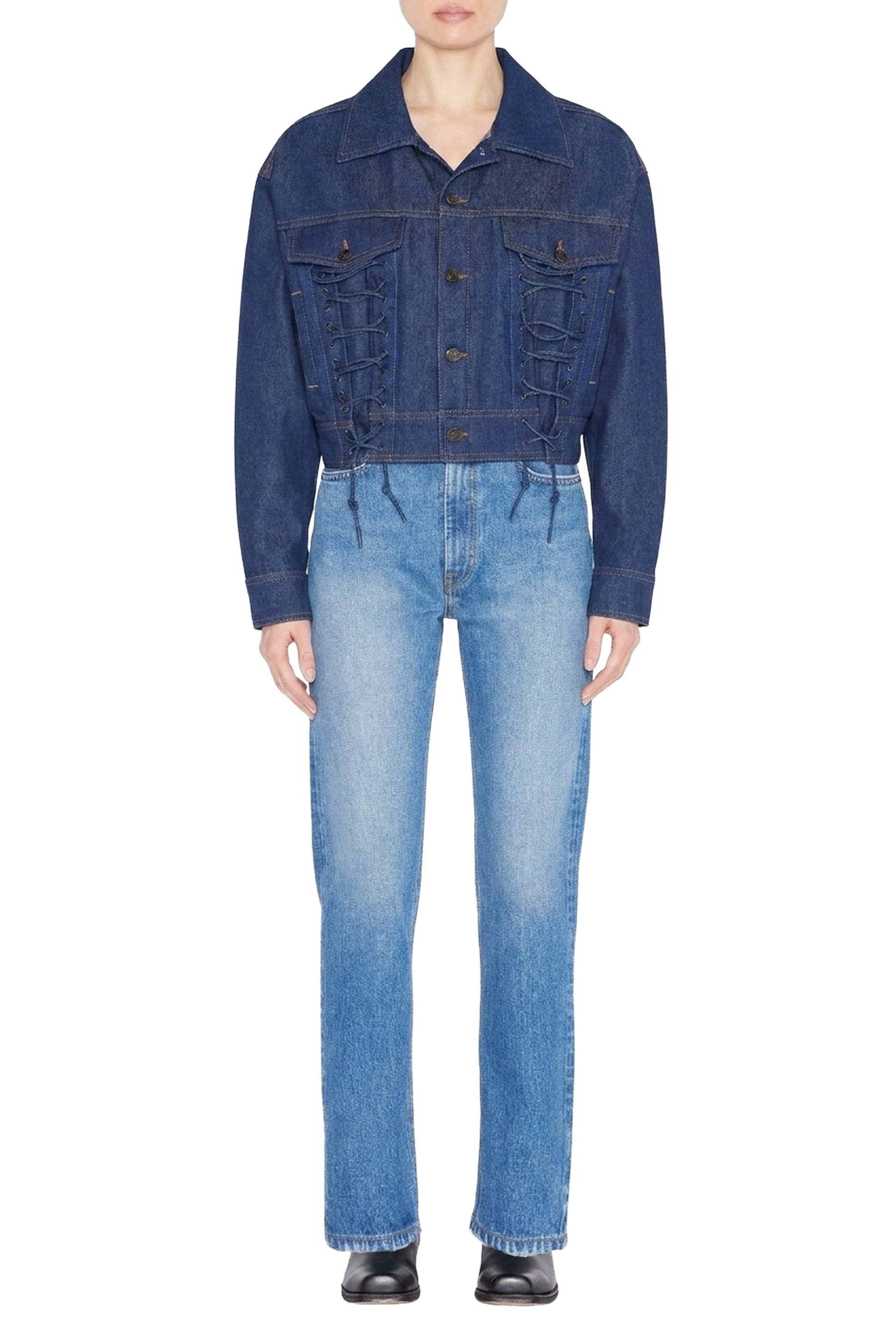 Veste à lacets en denim - Indigo