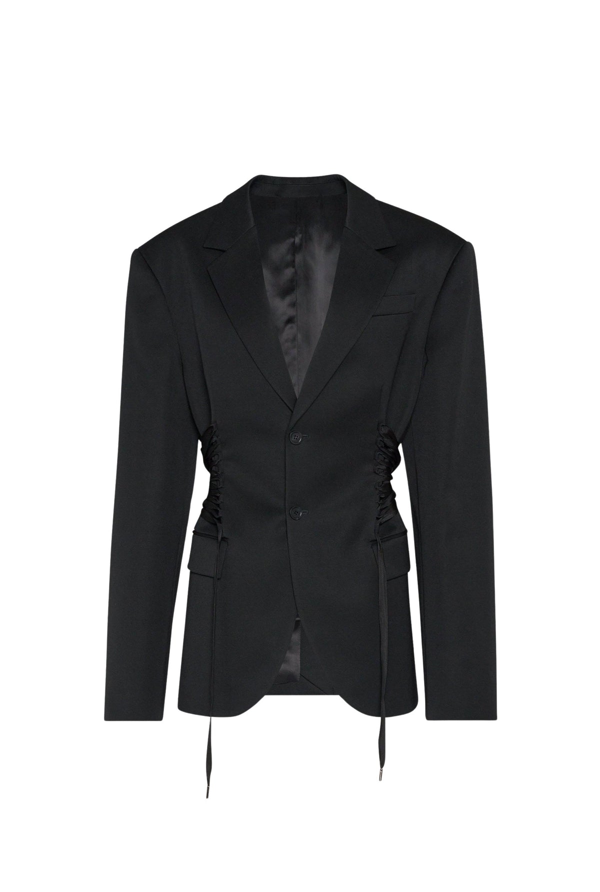 Blazer à lacets en laine - Black