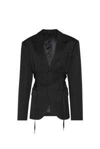Blazer à lacets en laine - Black