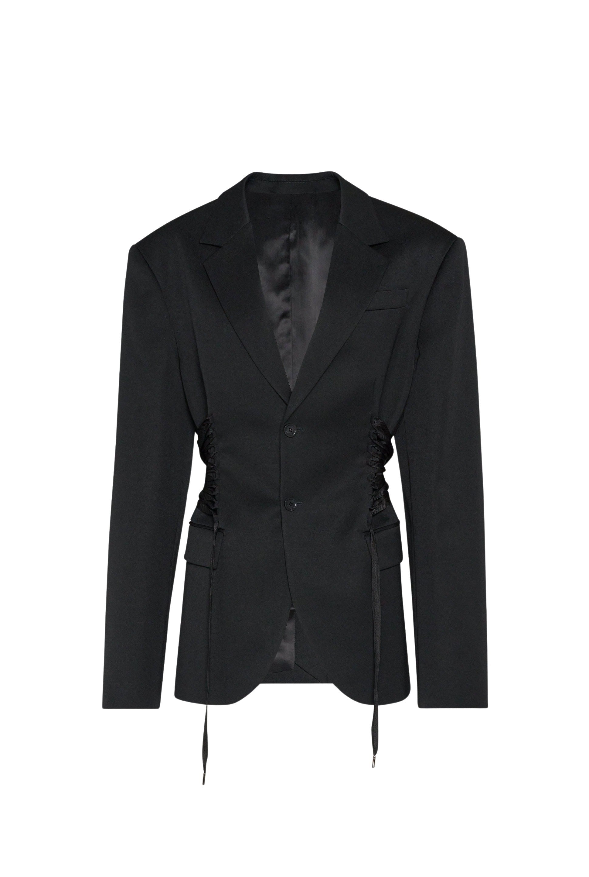 Blazer à lacets en laine - Black