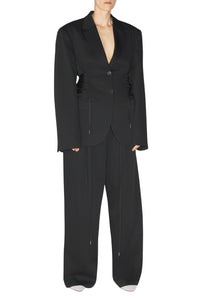 Blazer à lacets en laine - Black