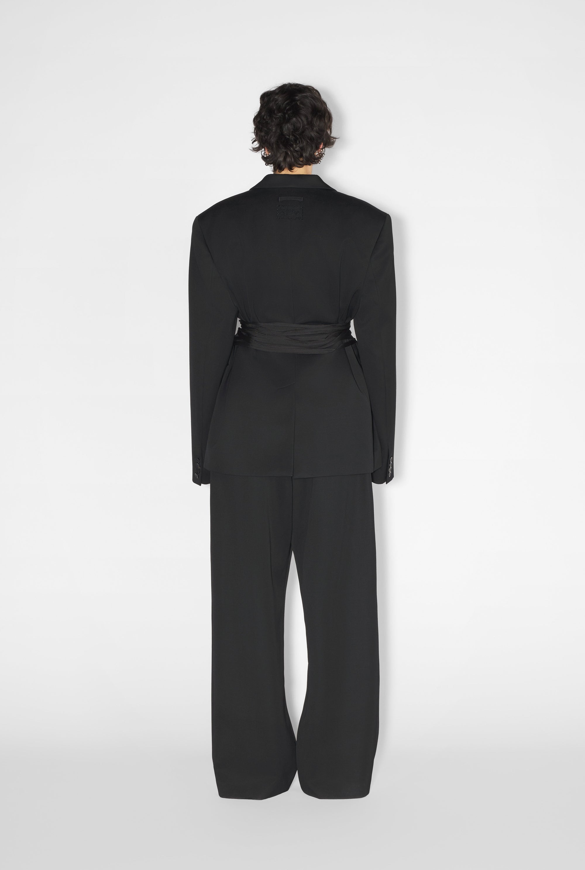 Blazer à lacets en laine - Black