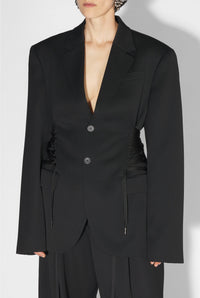 Blazer à lacets en laine - Black