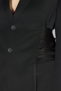 Blazer à lacets en laine - Black