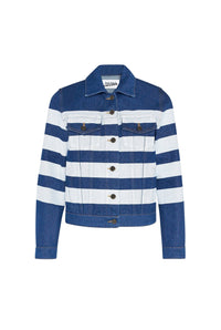 Veste marinière en denim - Indigo & White