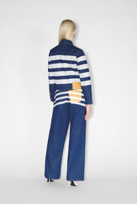 Veste marinière en denim - Indigo & White