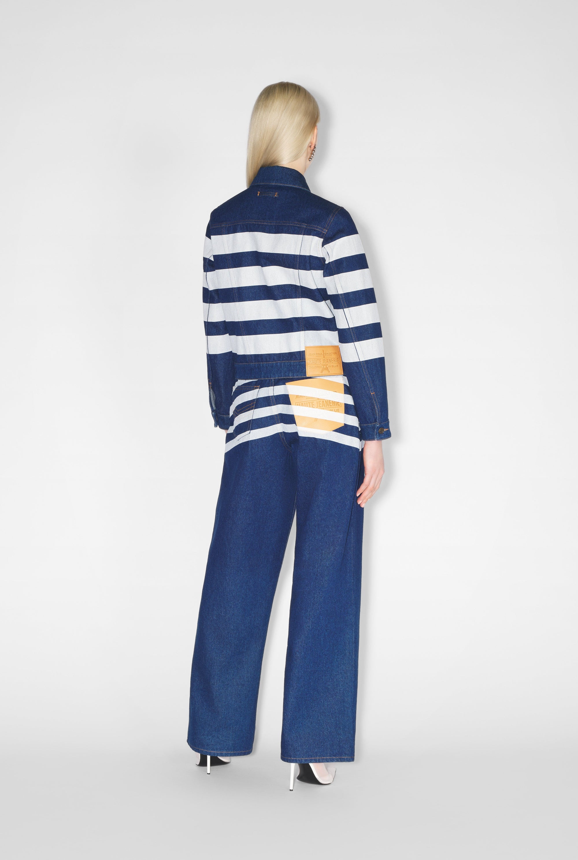 Veste marinière en denim - Indigo & White