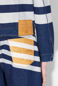 Veste marinière en denim - Indigo & White