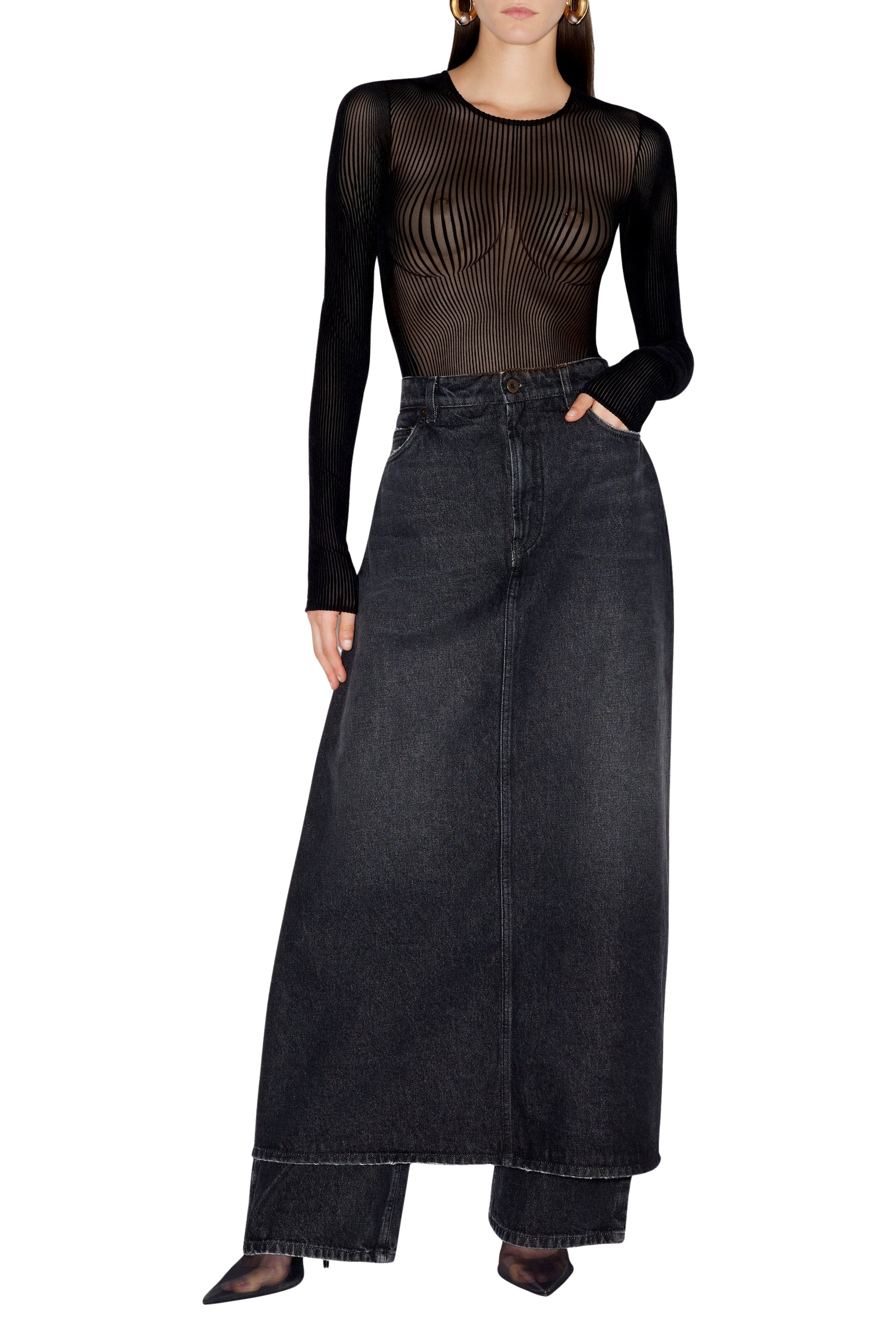 Body à manches longues en maille - Black & Black