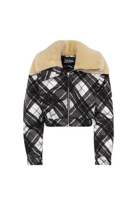 Blouson à motif tartan imprimé - Black & Grey & White