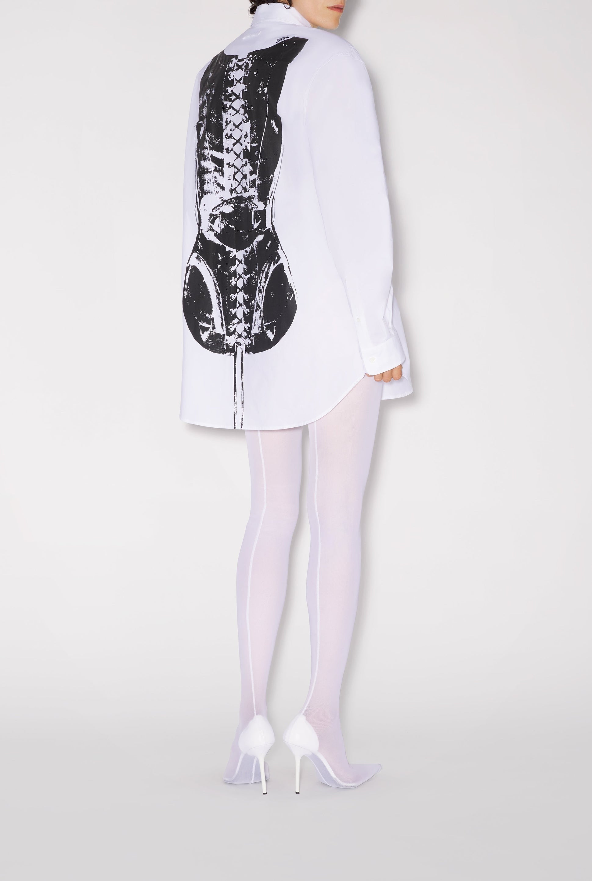 Chemise oversize imprimée au dos - White & Black