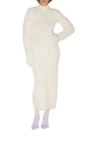 Gants brodés en laine - Cream