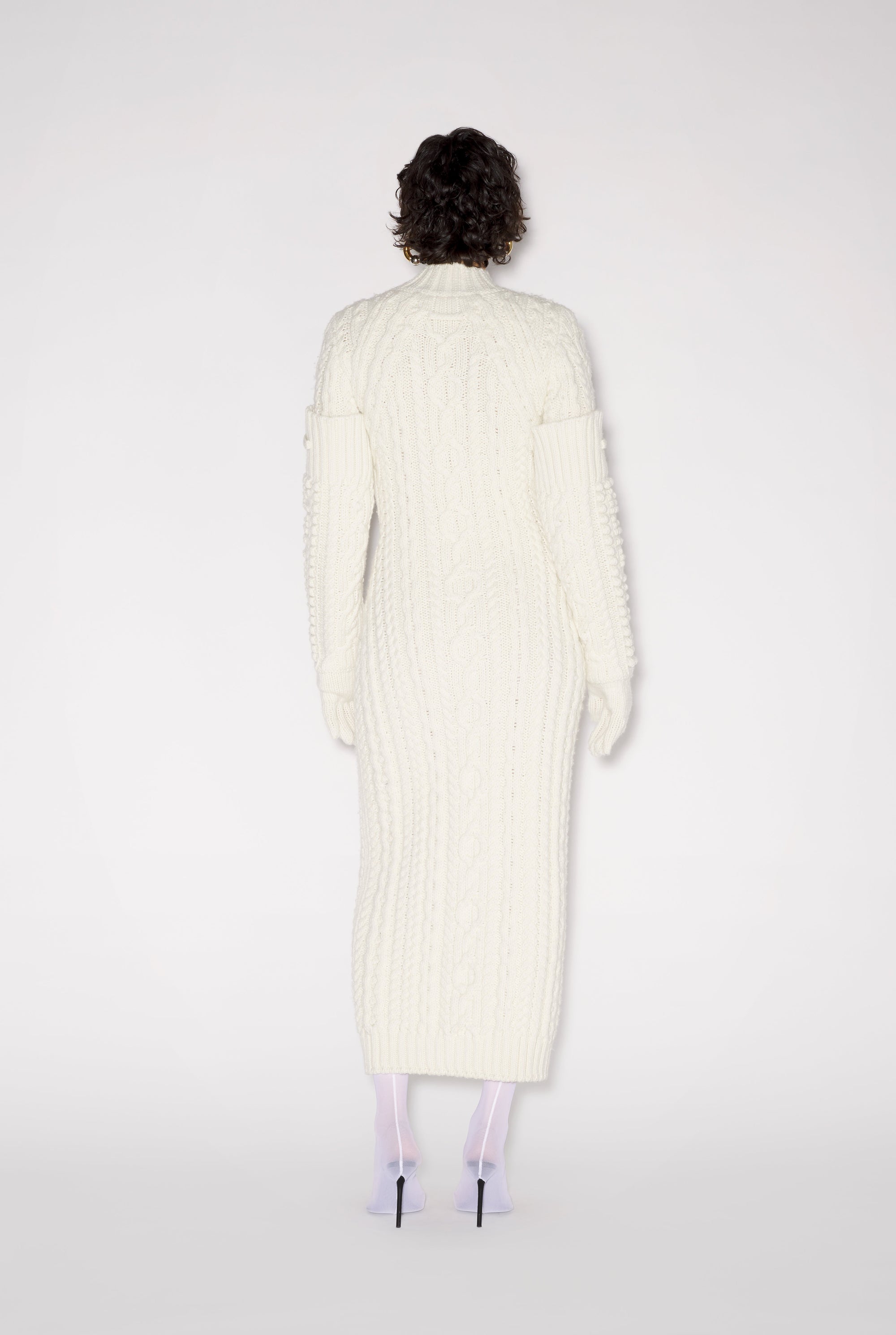 Gants brodés en laine - Cream