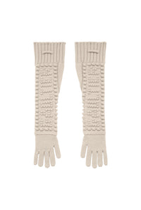 Gants brodés en laine - Cream