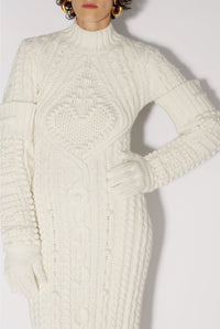 Gants brodés en laine - Cream