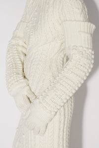 Gants brodés en laine - Cream