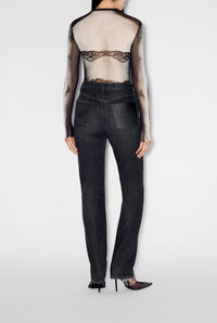 Body imprimé en tulle - Black & Grey & White