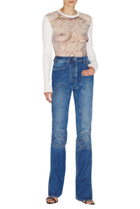 Pantalon à lacets au dos en denim - Vintage Blue