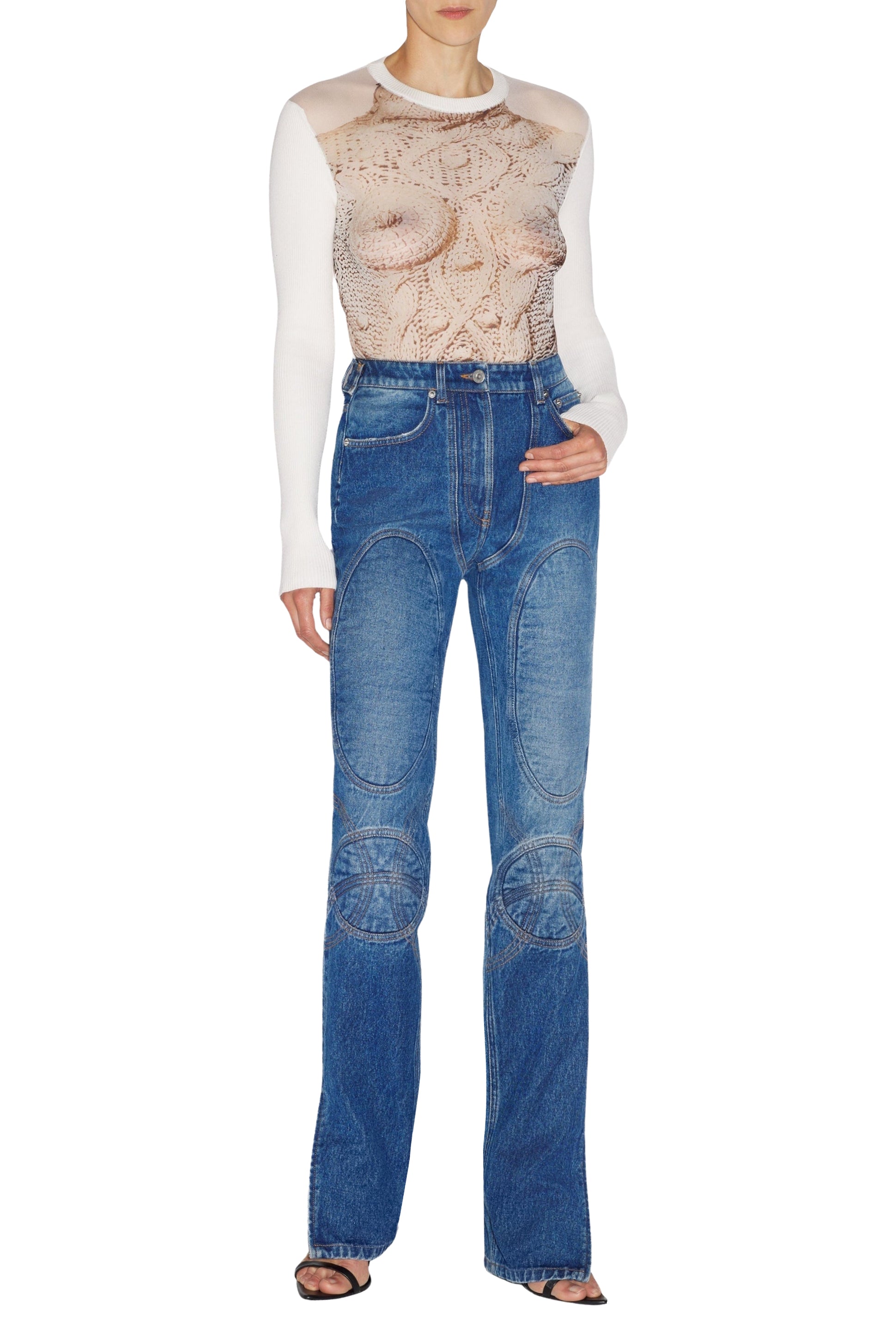 Pantalon à lacets au dos en denim - Vintage Blue