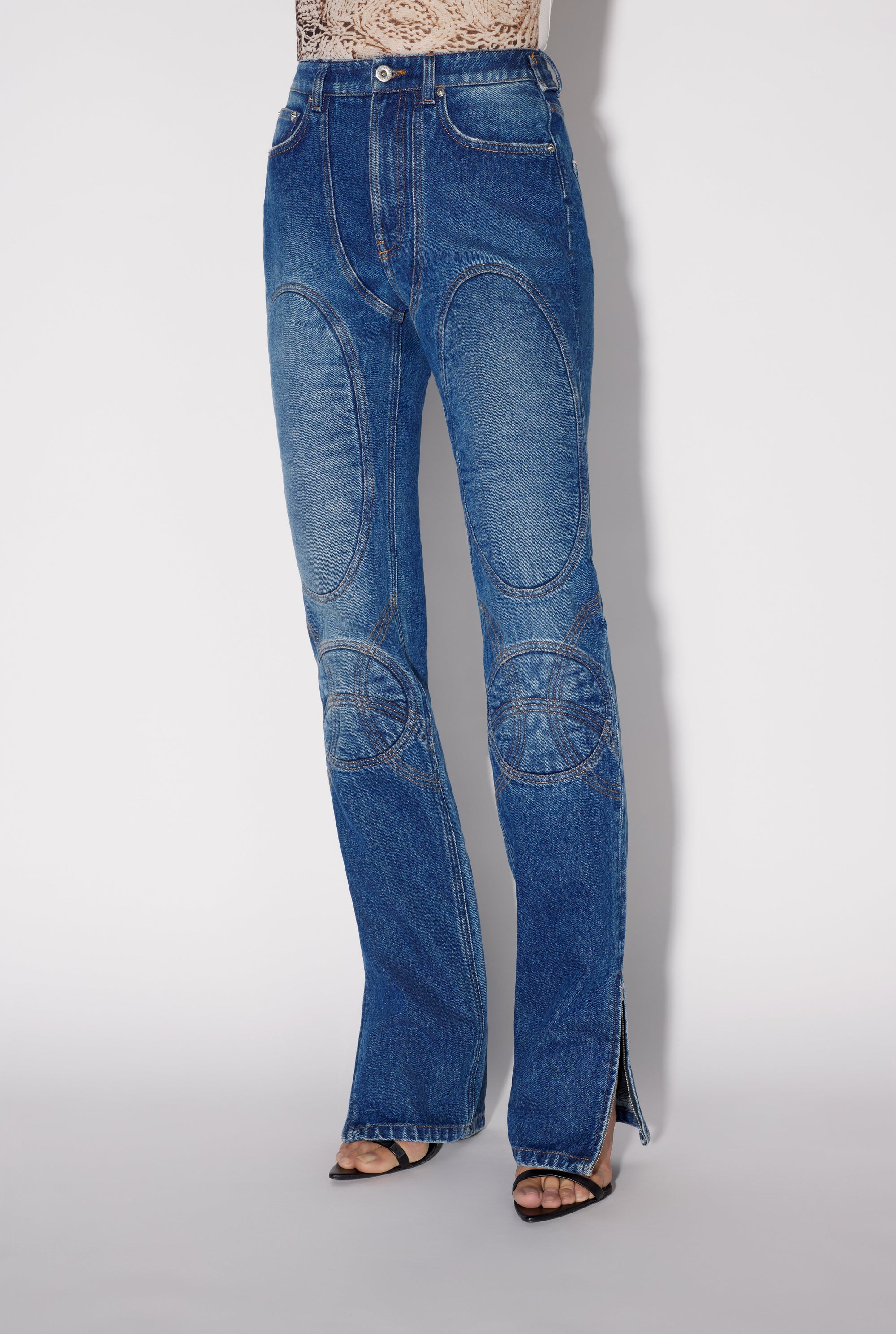 Pantalon à lacets au dos en denim - Vintage Blue