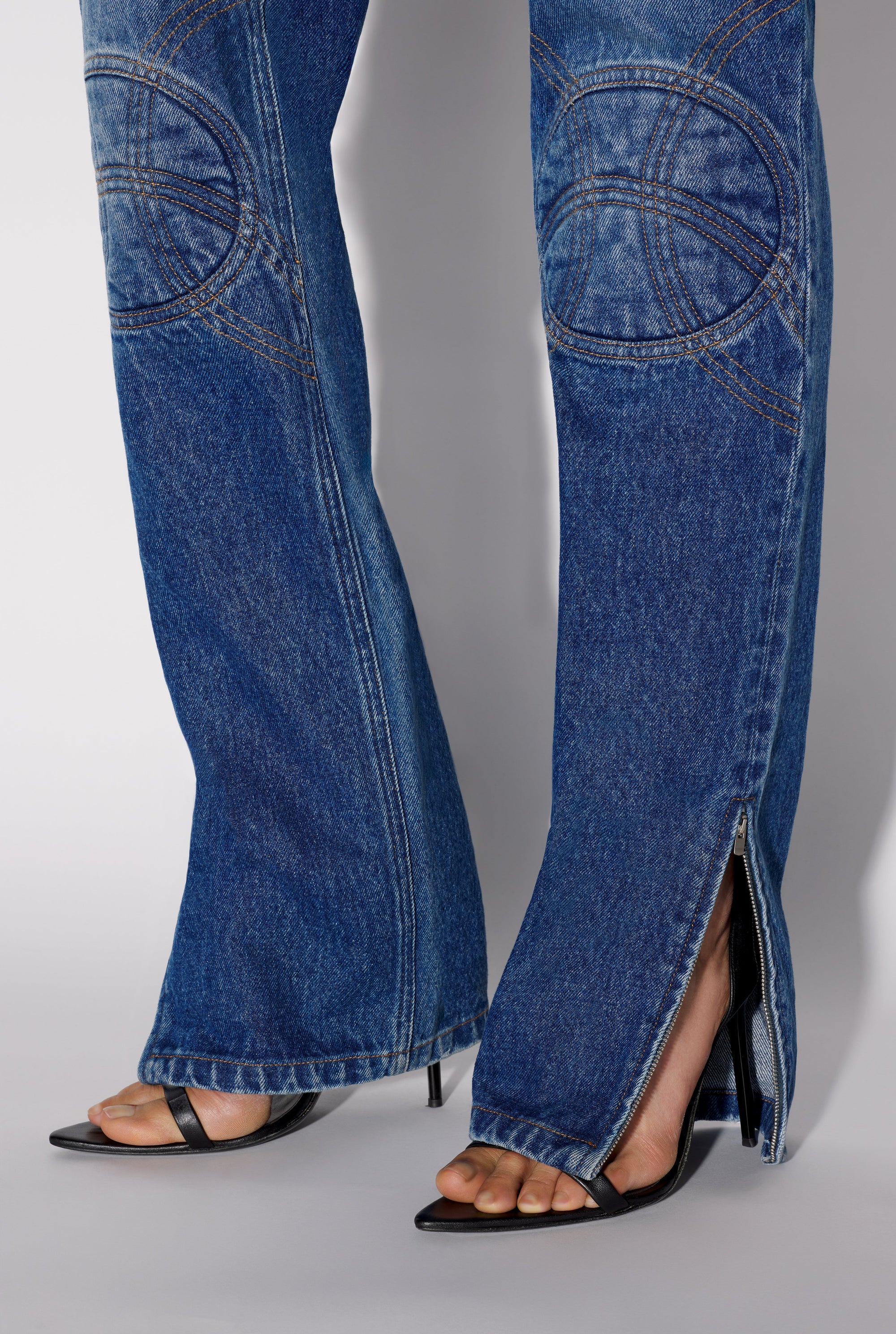 Pantalon à lacets au dos en denim - Vintage Blue