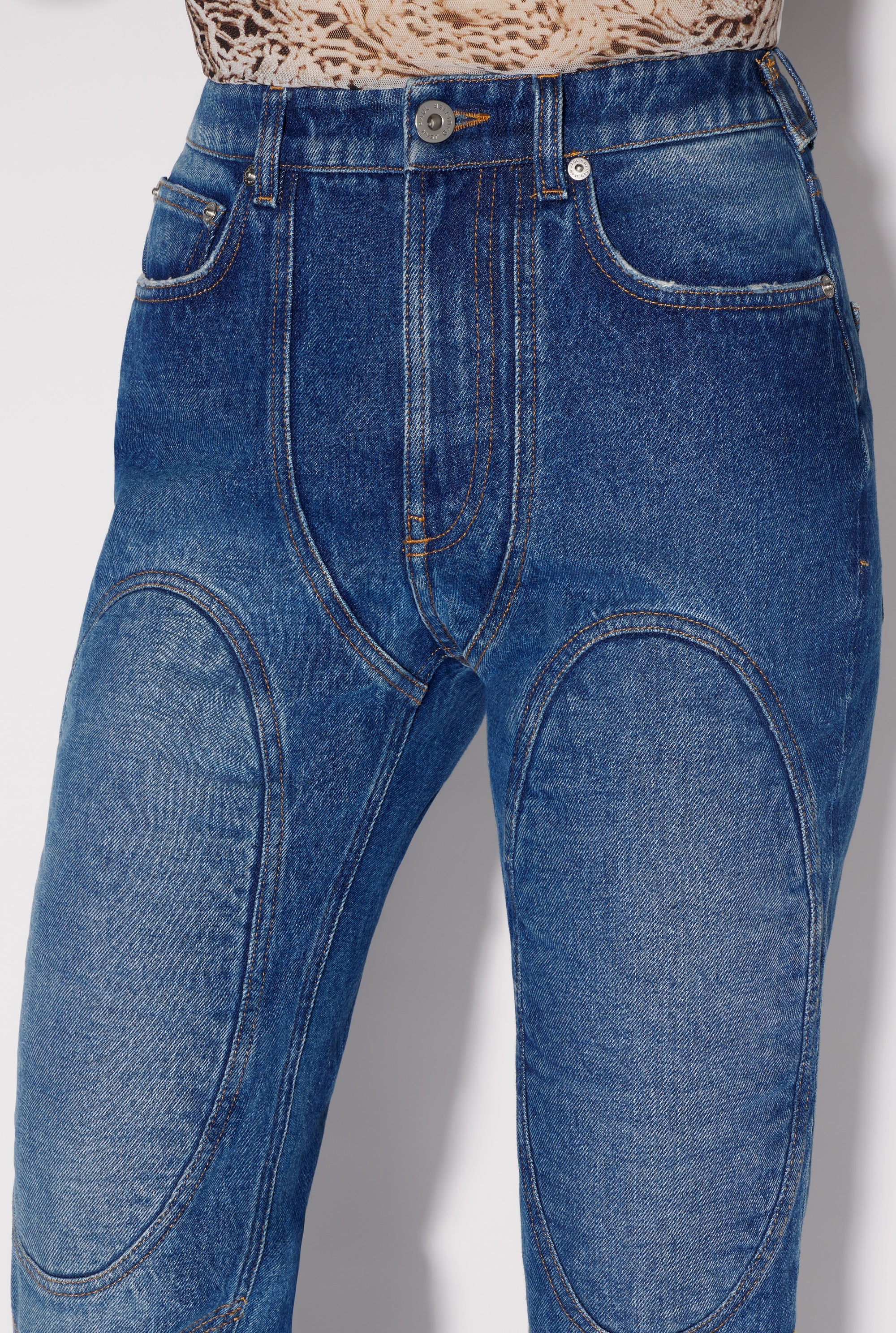 Pantalon à lacets au dos en denim - Vintage Blue