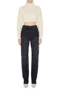 Denim trousers with lace-up back - Vintage Black