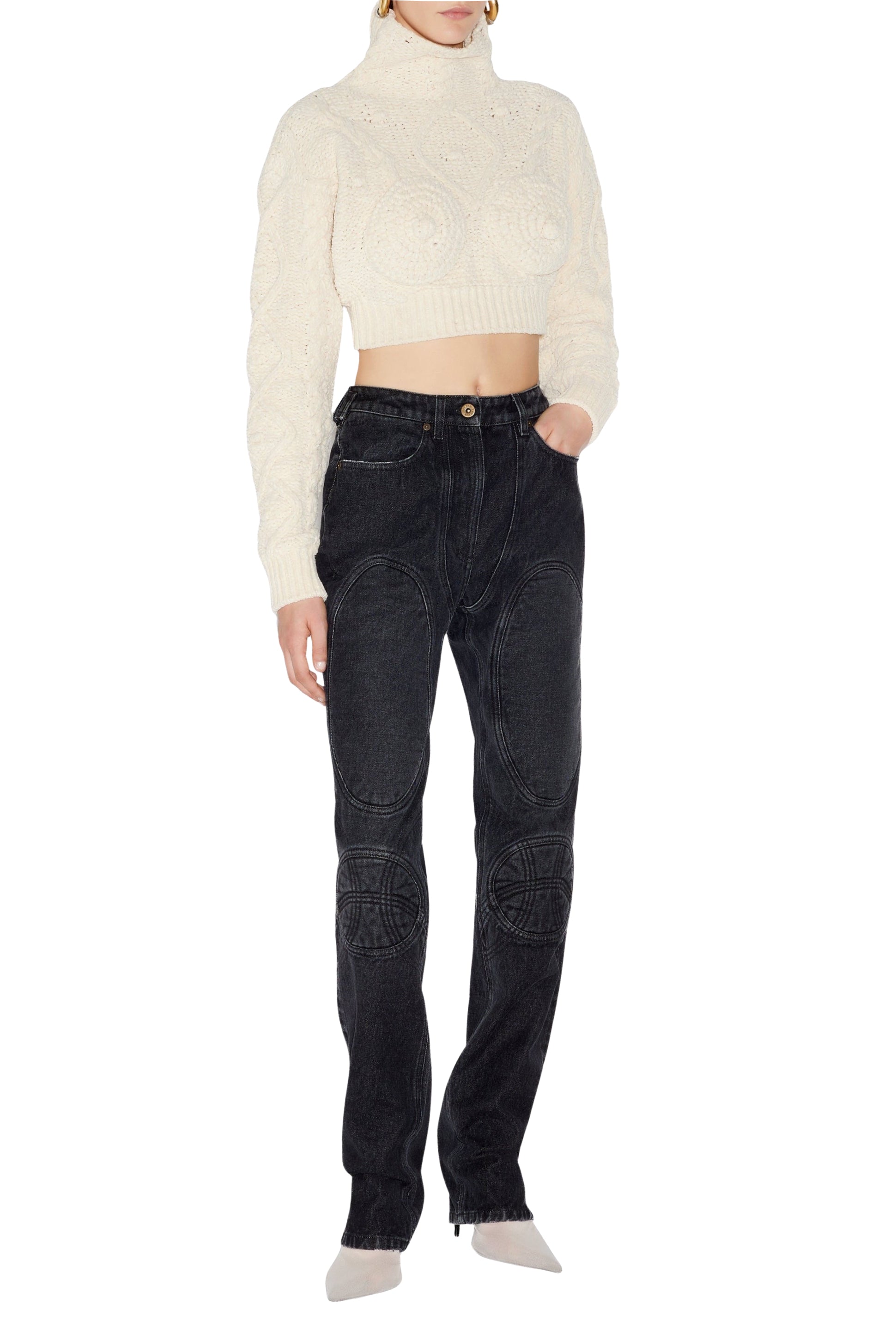 Pantalon à lacets au dos en denim - Vintage Black